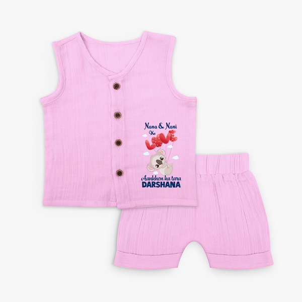 Nana Nani Ke Aankhon Ka Tara Jabla Set | Personalized Baby Jabla Set for Nana and Nani's Jewel - BABY PINK - 0 - 3 Months Old (Chest 9.8")