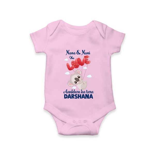 Nana Nani Ke Aankhon Ka Tara Romper / Onesie | Personalized Baby Romper / Onesie for Nana and Nani's Jewel - BABY PINK - New Born (Chest 14")