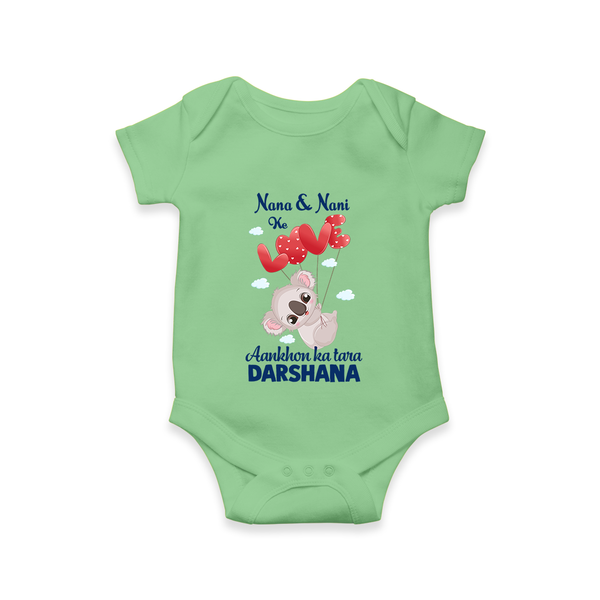 Nana Nani Ke Aankhon Ka Tara Romper / Onesie | Personalized Baby Romper / Onesie for Nana and Nani's Jewel - GREEN - New Born (Chest 14")