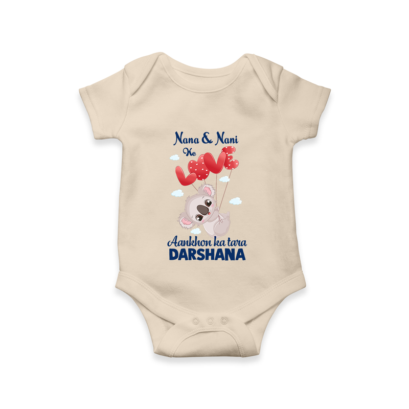Nana Nani Ke Aankhon Ka Tara Romper / Onesie | Personalized Baby Romper / Onesie for Nana and Nani's Jewel - IVORY - New Born (Chest 14")