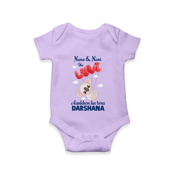 Nana Nani Ke Aankhon Ka Tara Romper / Onesie | Personalized Baby Romper / Onesie for Nana and Nani's Jewel - LILAC - New Born (Chest 14")