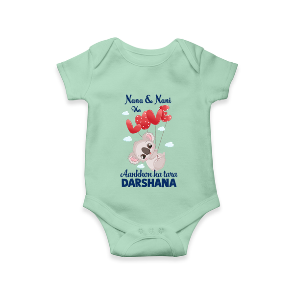 Nana Nani Ke Aankhon Ka Tara Romper / Onesie | Personalized Baby Romper / Onesie for Nana and Nani's Jewel - MINT GREEN - New Born (Chest 14")