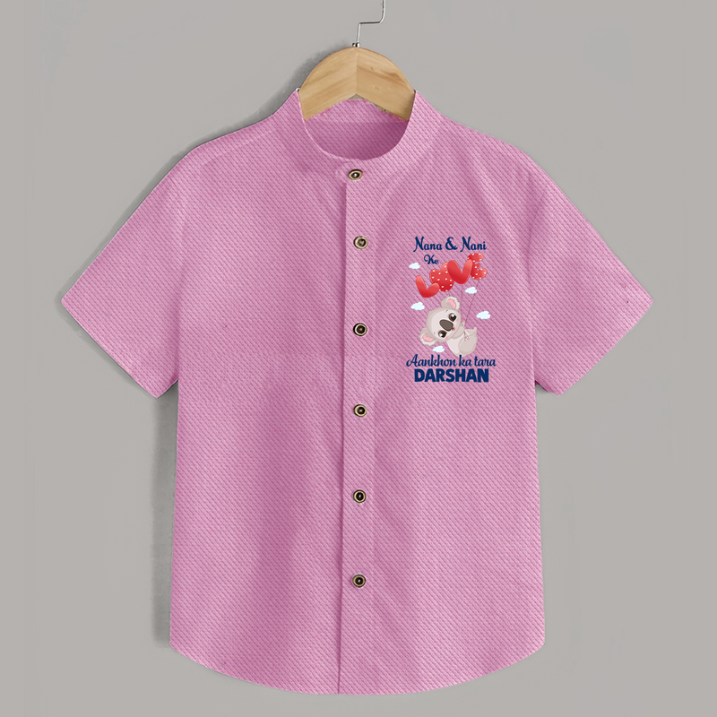 Nana Nani Ke Aankhon Ka Tara Shirt | Personalized Baby Shirt for Nana and Nani's Jewel - BABY PINK - 0 - 6 Months Old (Chest 23")