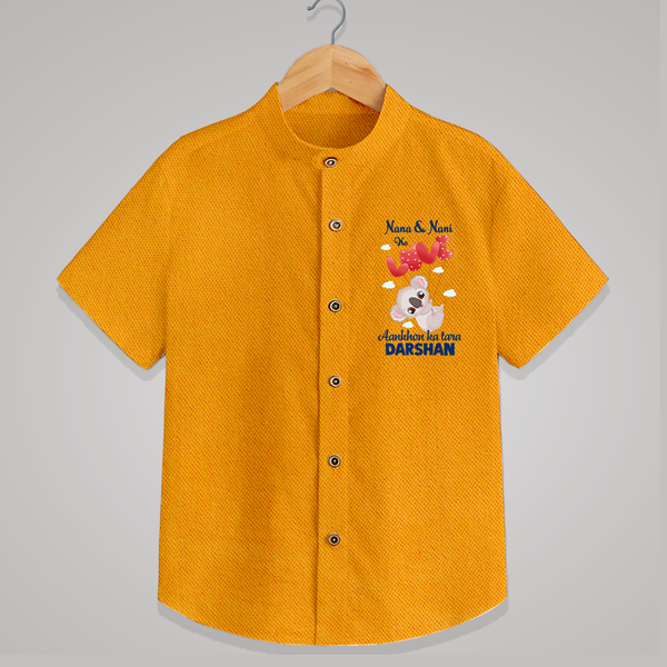 Nana Nani Ke Aankhon Ka Tara Shirt | Personalized Baby Shirt for Nana and Nani's Jewel - CHROME YELLOW - 0 - 6 Months Old (Chest 23")