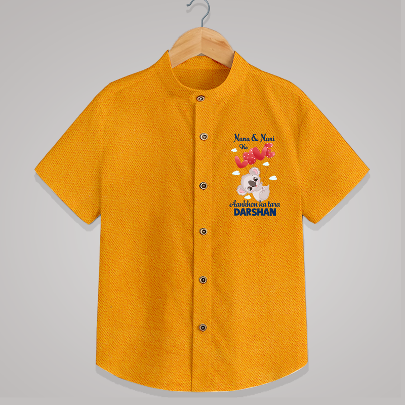 Nana Nani Ke Aankhon Ka Tara Shirt | Personalized Baby Shirt for Nana and Nani's Jewel - CHROME YELLOW - 0 - 6 Months Old (Chest 23")