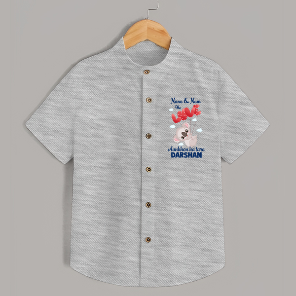 Nana Nani Ke Aankhon Ka Tara Shirt | Personalized Baby Shirt for Nana and Nani's Jewel - GREY - 0 - 6 Months Old (Chest 23")
