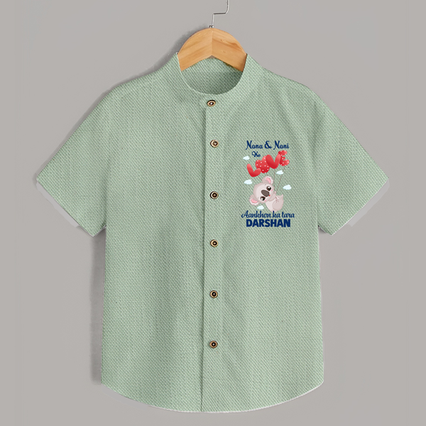 Nana Nani Ke Aankhon Ka Tara Shirt | Personalized Baby Shirt for Nana and Nani's Jewel - MINT GREEN - 0 - 6 Months Old (Chest 23")