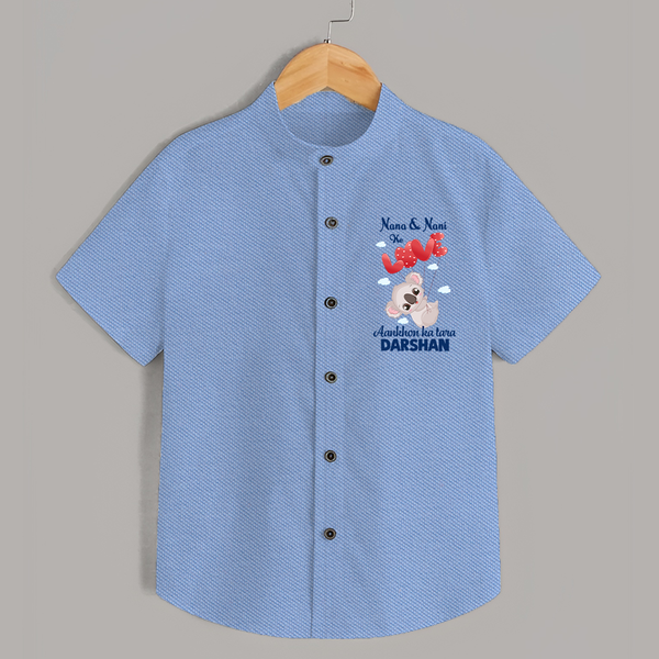 Nana Nani Ke Aankhon Ka Tara Shirt | Personalized Baby Shirt for Nana and Nani's Jewel - SKY BLUE - 0 - 6 Months Old (Chest 23")
