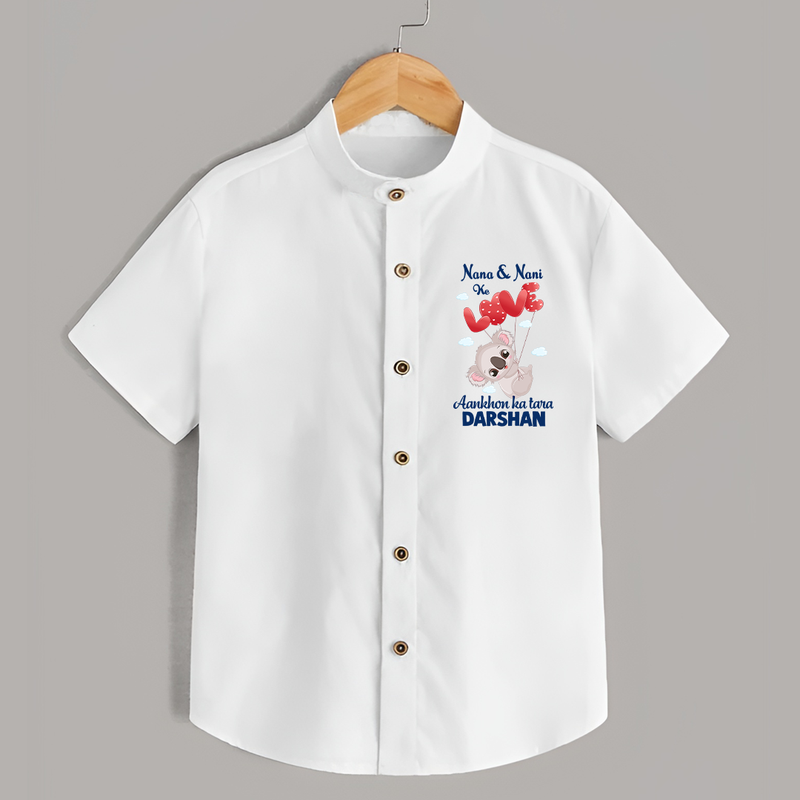 Nana Nani Ke Aankhon Ka Tara Shirt | Personalized Baby Shirt for Nana and Nani's Jewel - WHITE - 0 - 6 Months Old (Chest 23")