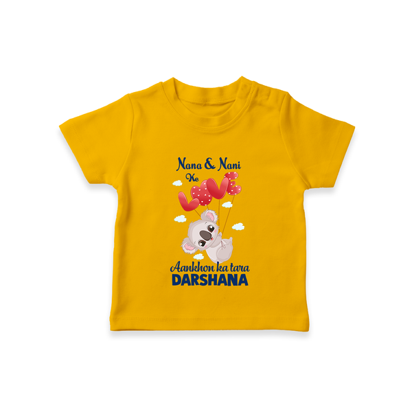 Nana Nani Ke Aankhon Ka Tara T-Shirt | Personalized Baby T-Shirt for Nana and Nani's Jewel - CHROME YELLOW - 0-5 Months Old (Chest 17")