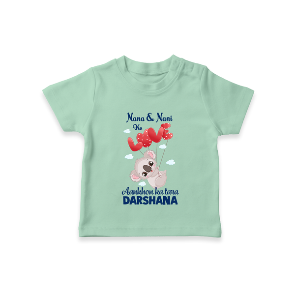 Nana Nani Ke Aankhon Ka Tara T-Shirt | Personalized Baby T-Shirt for Nana and Nani's Jewel - MINT GREEN - 0-5 Months Old (Chest 17")
