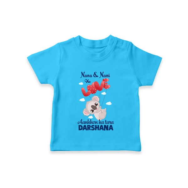 Nana Nani Ke Aankhon Ka Tara T-Shirt | Personalized Baby T-Shirt for Nana and Nani's Jewel - SKY BLUE - 0-5 Months Old (Chest 17")