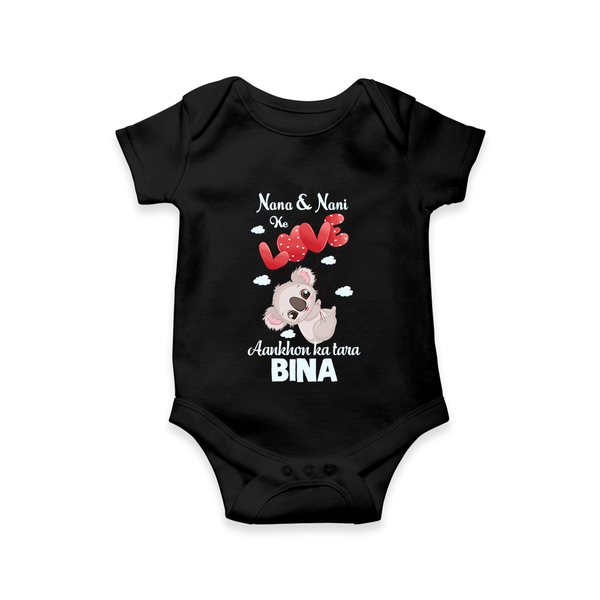 Nana Nani Ke Aankhon Ka Tara Romper / Onesie | Personalized Baby Romper / Onesie for Nana and Nani's Jewel - BLACK - New Born (Chest 14")