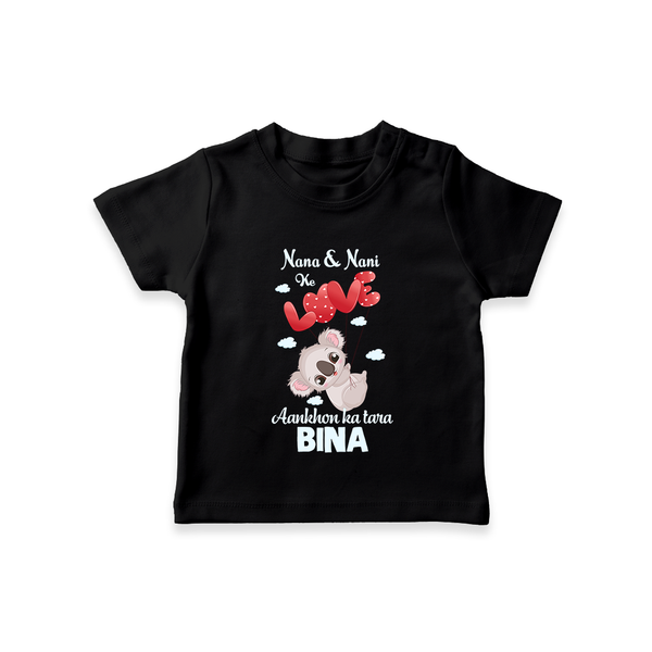 Nana Nani Ke Aankhon Ka Tara T-Shirt | Personalized Baby T-Shirt for Nana and Nani's Jewel - BLACK - 0-5 Months Old (Chest 17")