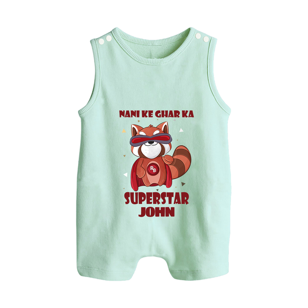 Nani Ke Ghar Ka Superstar Romper Suit / Sleeveless Romper | Custom Baby Romper Suit / Sleeveless Romper for Nani's Superstar - MINT GREEN - 0 - 5 Months Old (Chest 18")