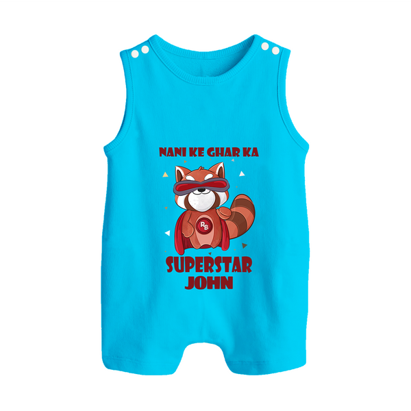 Nani Ke Ghar Ka Superstar Romper Suit / Sleeveless Romper | Custom Baby Romper Suit / Sleeveless Romper for Nani's Superstar - SKY BLUE - 0 - 5 Months Old (Chest 18")