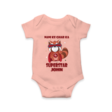 Nani Ke Ghar Ka Superstar Romper / Onesie | Custom Baby Romper / Onesie for Nani's Superstar - PEACH - New Born (Chest 14")