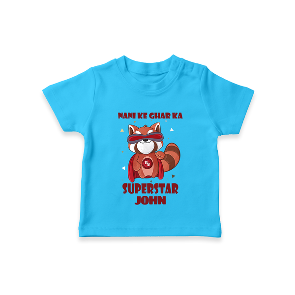 Nani Ke Ghar Ka Superstar T-Shirt | Custom Baby T-Shirt for Nani's Superstar - SKY BLUE - 0-5 Months Old (Chest 17")