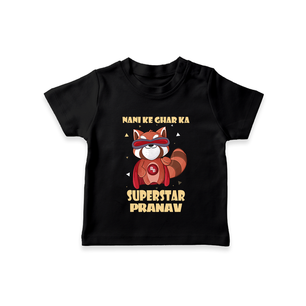 Nani Ke Ghar Ka Superstar T-Shirt | Custom Baby T-Shirt for Nani's Superstar - BLACK - 0-5 Months Old (Chest 17")