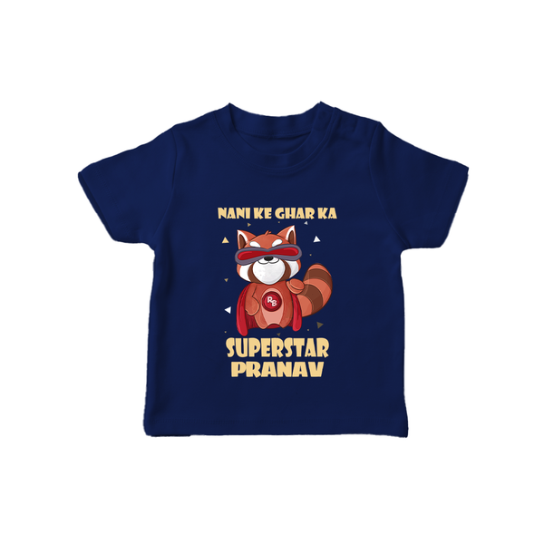 Nani Ke Ghar Ka Superstar T-Shirt | Custom Baby T-Shirt for Nani's Superstar - NAVY BLUE - 0-5 Months Old (Chest 17")