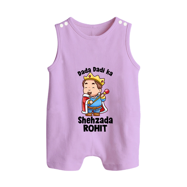 Dada Dadi Ka Shehzada Romper Suit / Sleeveless Romper | Personalized Baby Romper Suit / Sleeveless Romper for Dada and Dadi's Prince - LILAC - 0 - 5 Months Old (Chest 18")
