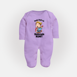 Dada Dadi Ka Shehzada Sleep Suit / Full Sleeve Body Suit | Personalized Baby Sleep Suit / Full Sleeve Body Suit for Dada and Dadi's Prince - LILAC - New Born (Chest 7.5")