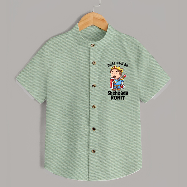 Dada Dadi Ka Shehzada Shirt | Personalized Baby Shirt for Dada and Dadi's Prince - MINT GREEN - 0 - 6 Months Old (Chest 23")