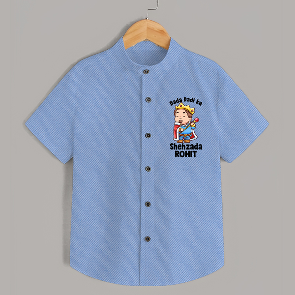 Dada Dadi Ka Shehzada Shirt | Personalized Baby Shirt for Dada and Dadi's Prince - SKY BLUE - 0 - 6 Months Old (Chest 23")