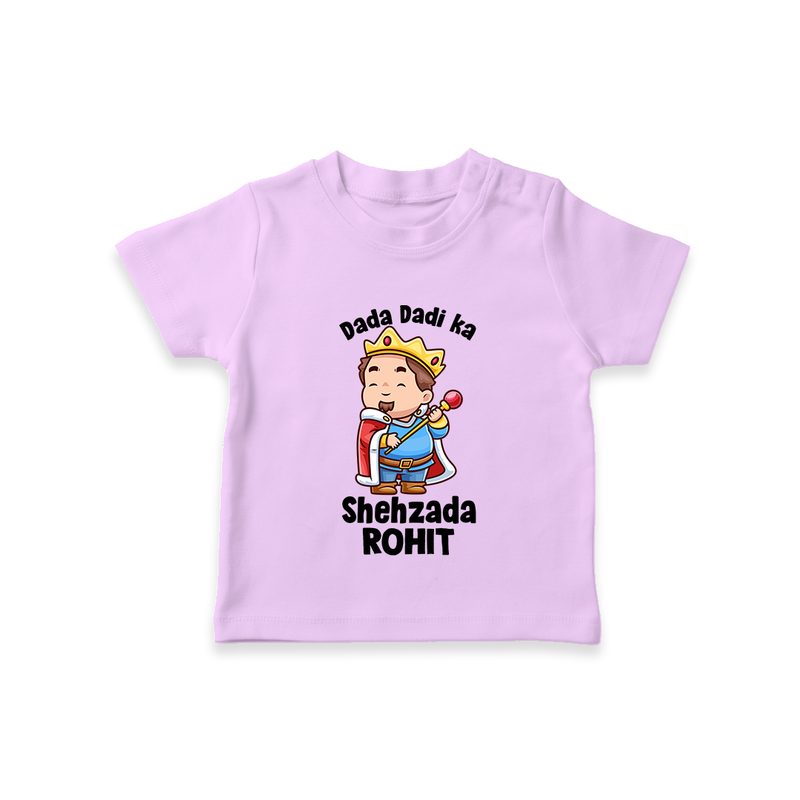 Dada Dadi Ka Shehzada T-Shirt | Personalized Baby T-Shirt for Dada and Dadi's Prince - LILAC - 0-5 Months Old (Chest 17")