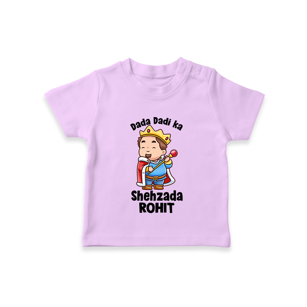 Dada Dadi Ka Shehzada T-Shirt | Personalized Baby T-Shirt for Dada and Dadi's Prince - LILAC - 0-5 Months Old (Chest 17")