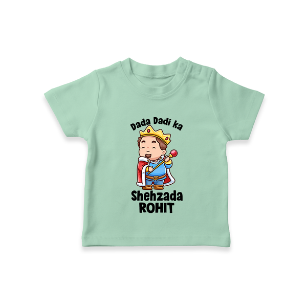 Dada Dadi Ka Shehzada T-Shirt | Personalized Baby T-Shirt for Dada and Dadi's Prince - MINT GREEN - 0-5 Months Old (Chest 17")