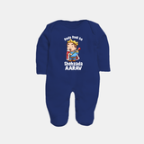 Dada Dadi Ka Shehzada Sleep Suit / Full Sleeve Body Suit | Personalized Baby Sleep Suit / Full Sleeve Body Suit for Dada and Dadi's Prince - NAVY BLUE - New Born (Chest 7.5")