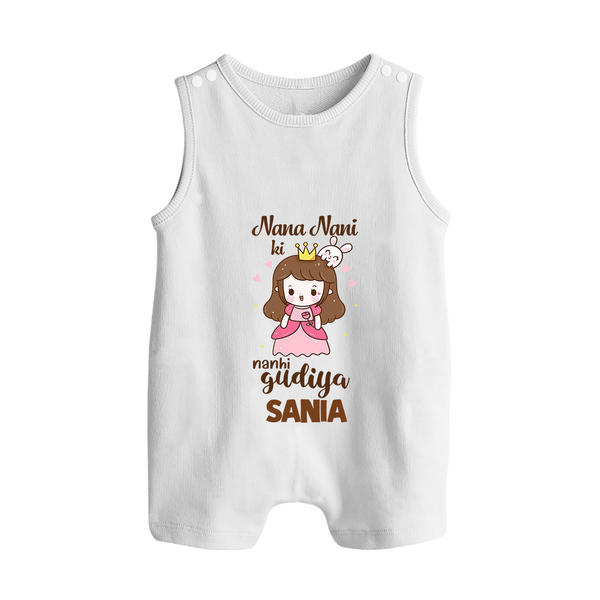 Nani Nani Ki Nanhi Gudiya Romper Suit / Sleeveless Romper | Custom Baby Romper Suit / Sleeveless Romper for Nani and Nani's Little Princess - WHITE - 0 - 5 Months Old (Chest 18")