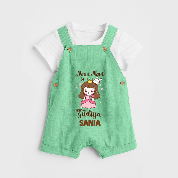 Nani Nani Ki Nanhi Gudiya Dungaree Set | Custom Baby Dungaree Set for Nani and Nani's Little Princess - GREEN - 0 - 5 Months Old (Chest 18")