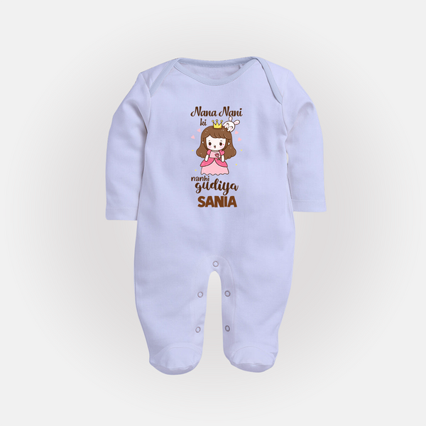 Nani Nani Ki Nanhi Gudiya Sleep Suit / Full Sleeve Body Suit | Custom Baby Sleep Suit / Full Sleeve Body Suit for Nani and Nani's Little Princess - BABY BLUE - New Born (Chest 7.5")