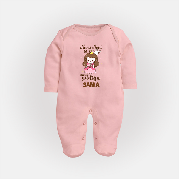 Nani Nani Ki Nanhi Gudiya Sleep Suit / Full Sleeve Body Suit | Custom Baby Sleep Suit / Full Sleeve Body Suit for Nani and Nani's Little Princess - BABY PINK - New Born (Chest 7.5")