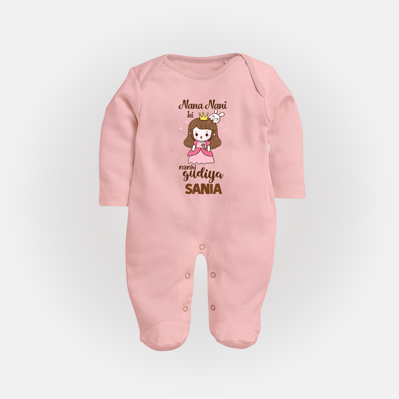 Nani Nani Ki Nanhi Gudiya Sleep Suit / Full Sleeve Body Suit | Custom Baby Sleep Suit / Full Sleeve Body Suit for Nani and Nani's Little Princess - BABY PINK - New Born (Chest 7.5")