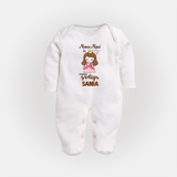 Nani Nani Ki Nanhi Gudiya Sleep Suit / Full Sleeve Body Suit | Custom Baby Sleep Suit / Full Sleeve Body Suit for Nani and Nani's Little Princess - WHITE - New Born (Chest 7.5")