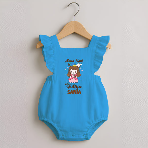 Nani Nani Ki Nanhi Gudiya Romper Frock | Custom Baby Romper Frock for Nani and Nani's Little Princess - SKY BLUE - 0 - 3 Months Old (Chest 19")