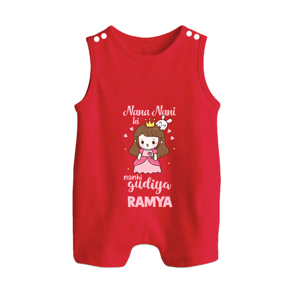 Nani Nani Ki Nanhi Gudiya Romper Suit / Sleeveless Romper | Custom Baby Romper Suit / Sleeveless Romper for Nani and Nani's Little Princess - RED - 0 - 5 Months Old (Chest 18")