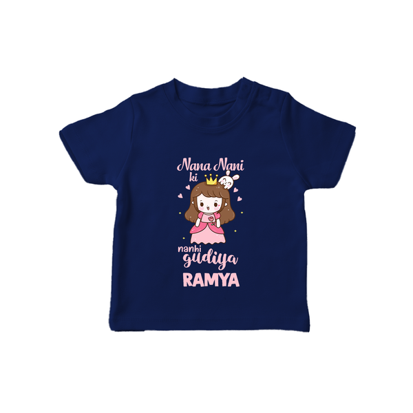 Nani Nani Ki Nanhi Gudiya T-Shirt | Custom Baby T-Shirt for Nani and Nani's Little Princess - NAVY BLUE - 0-5 Months Old (Chest 17")