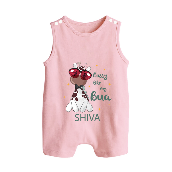 Bossy Like My Bua Romper Suit / Sleeveless Romper | Personalized Baby Romper Suit / Sleeveless Romper for Bua's Little Boss - BABY PINK - 0 - 5 Months Old (Chest 18")