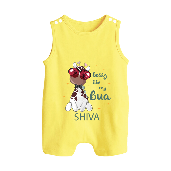 Bossy Like My Bua Romper Suit / Sleeveless Romper | Personalized Baby Romper Suit / Sleeveless Romper for Bua's Little Boss - PASTEL YELLOW - 0 - 5 Months Old (Chest 18")