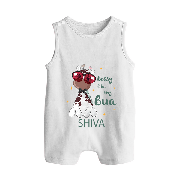 Bossy Like My Bua Romper Suit / Sleeveless Romper | Personalized Baby Romper Suit / Sleeveless Romper for Bua's Little Boss - WHITE - 0 - 5 Months Old (Chest 18")