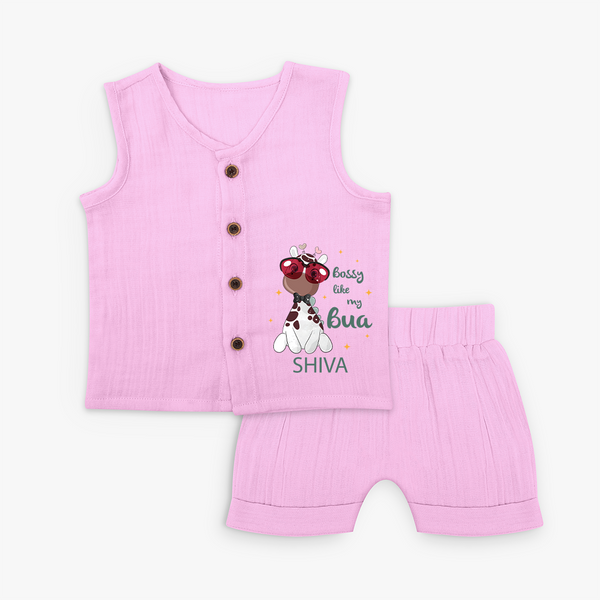 Bossy Like My Bua Jabla Set | Personalized Baby Jabla Set for Bua's Little Boss - BABY PINK - 0 - 3 Months Old (Chest 9.8")