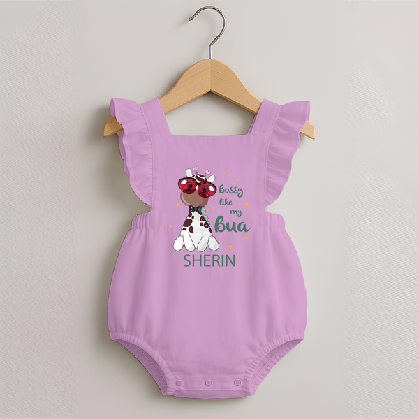 Bossy Like My Bua Romper Frock | Personalized Baby Romper Frock for Bua's Little Boss - BABY PINK - 0 - 3 Months Old (Chest 19")
