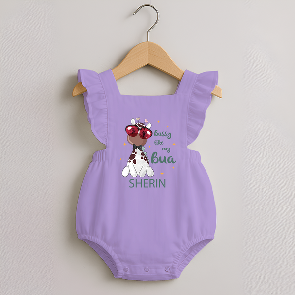 Bossy Like My Bua Romper Frock | Personalized Baby Romper Frock for Bua's Little Boss - LILAC - 0 - 3 Months Old (Chest 19")