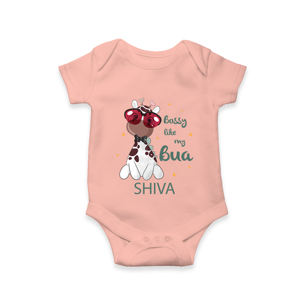 Bossy Like My Bua Romper / Onesie | Personalized Baby Romper / Onesie for Bua's Little Boss - PEACH - New Born (Chest 14")