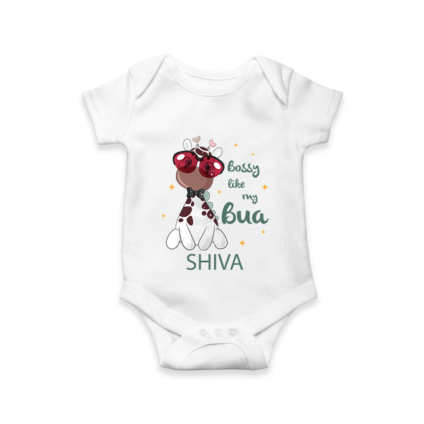Bossy Like My Bua Romper / Onesie | Personalized Baby Romper / Onesie for Bua's Little Boss - WHITE - New Born (Chest 14")