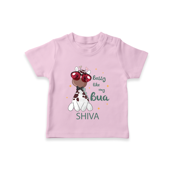 Bossy Like My Bua T-Shirt | Personalized Baby T-Shirt for Bua's Little Boss - BABY PINK - 0-5 Months Old (Chest 17")